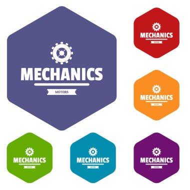 İş makineleri simgeler vektör altı yüzlü