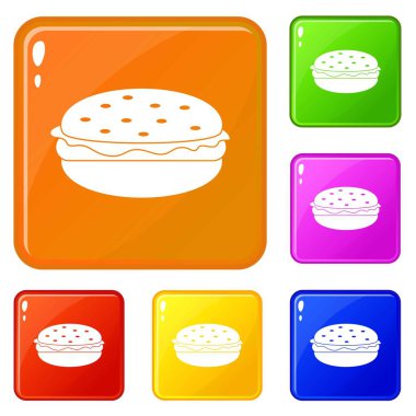 Burger simgeler vektör renk ayarla