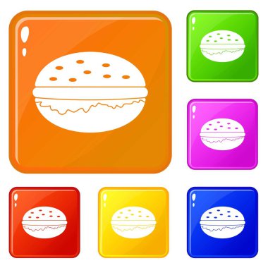 Burger simgeler vektör renk ayarla