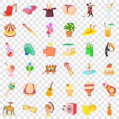 Komik karnaval Icons set, karikatür tarzı