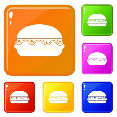 Burger simgeler vektör renk ayarla