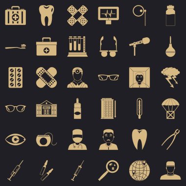 Zeki Doktor Icons set, basit tarzı