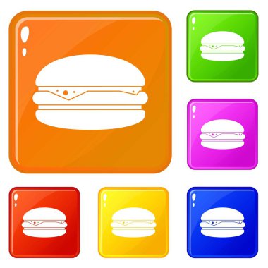 Burger simgeler vektör renk ayarla