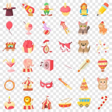 Çocuklar karnaval Icons set, karikatür tarzı