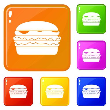 Burger simgeler vektör renk ayarla