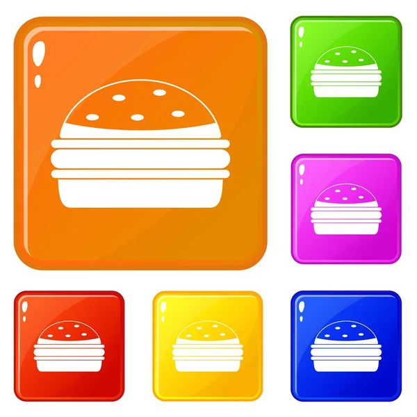 Burger icons set vector color — Stock Vector