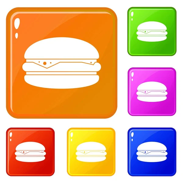 Burger-Symbole setzen Vektorfarbe — Stockvektor