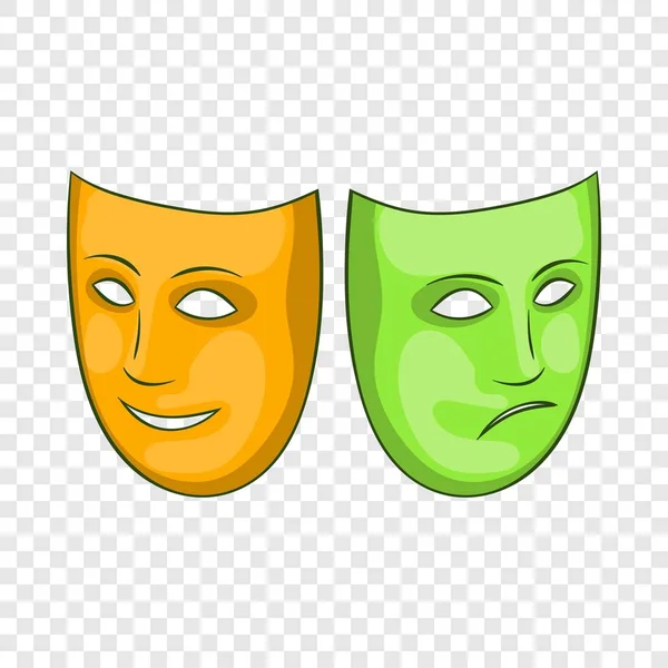 Happy and sad mask icon, cartoon style — Stock Vector