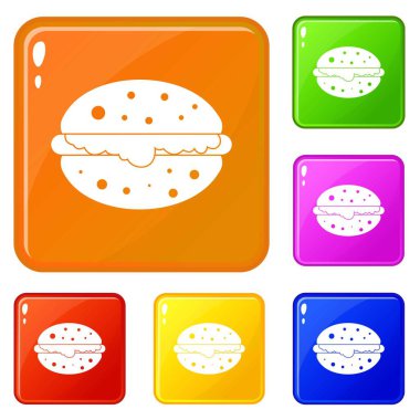 Burger simgeler vektör renk ayarla