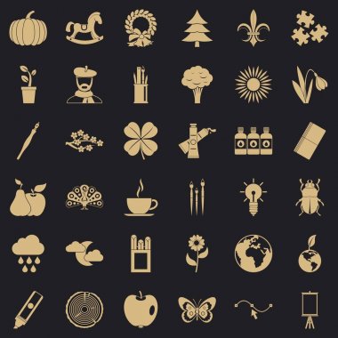 Ekoloji sanat Icons set, basit tarzı