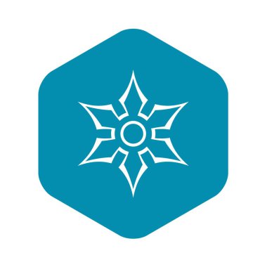 Ninja shuriken yıldız silah simgesi, anahat stili