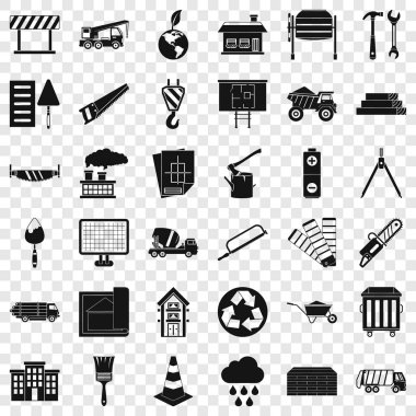 İnşaat yer Icons set, basit tarzı