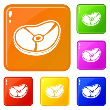 Et biftek simgeler vektör renk seti