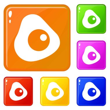 Kızarmış yumurta simgeleri vektör rengi ayarlamak