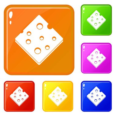 Peynir taze blok simgeler vektör rengi ayarlamak