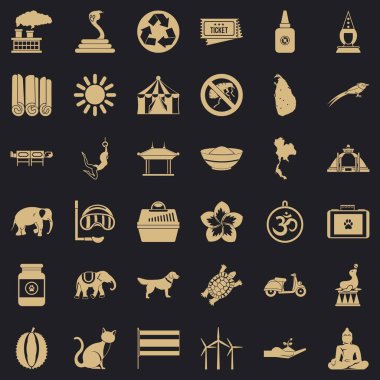 Hayvan fil Icons set, basit tarzı