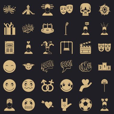 Vurguladı duygu Icons set, basit tarzı