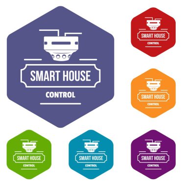 Akıllı ev simgeleri vektör altı yüzlü