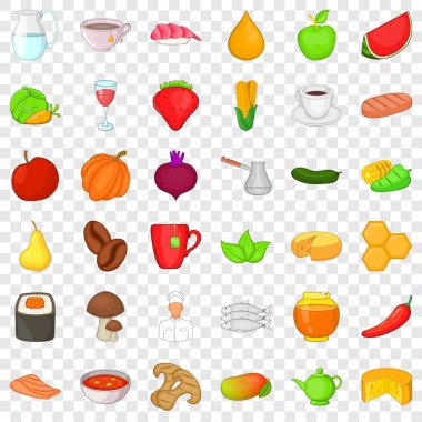 Diyet simgeler kümesi, karikatür tarzı için ürün