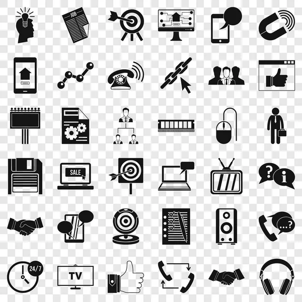 Data exchange icons set, simple style — Stock Vector