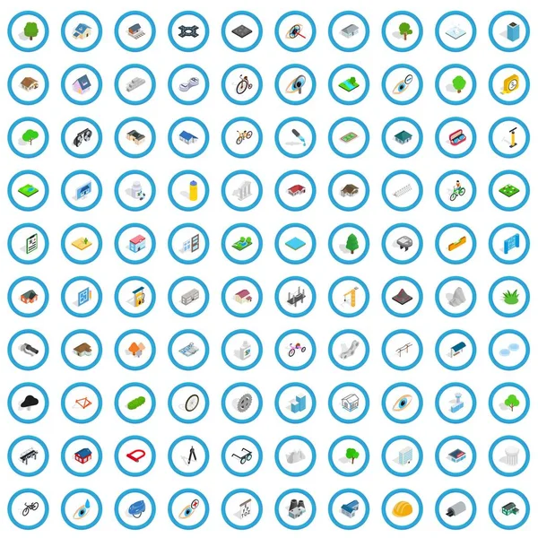 Ensemble de 100 icônes de structure, style 3d isométrique — Image vectorielle