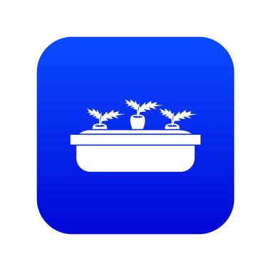 Ahşap pot simgesi dijital mavi havuç