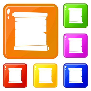 Retro kaydırma kağıt simgeler vektör rengini ayarlamak