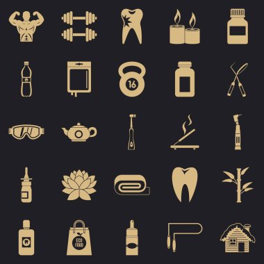 Vücut geliştirmeci Icons set, basit tarzı