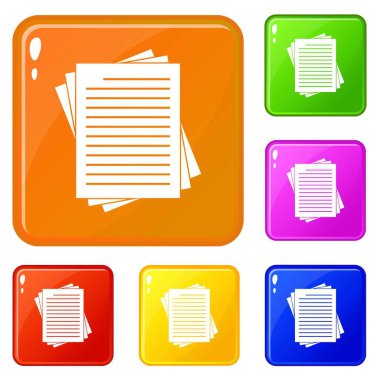 Vintage çizgili kağıtlar simgeler vektör renk seti