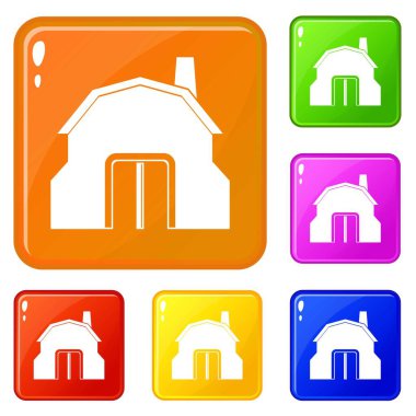 Demirci atölye bina simgeler vektör renk ayarlamak