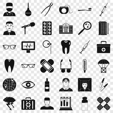 Tıp Icons set, basit tarzı