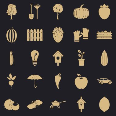 Toplama sebze Icons set, basit tarzı