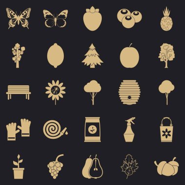 Çim Icons set, basit tarzı