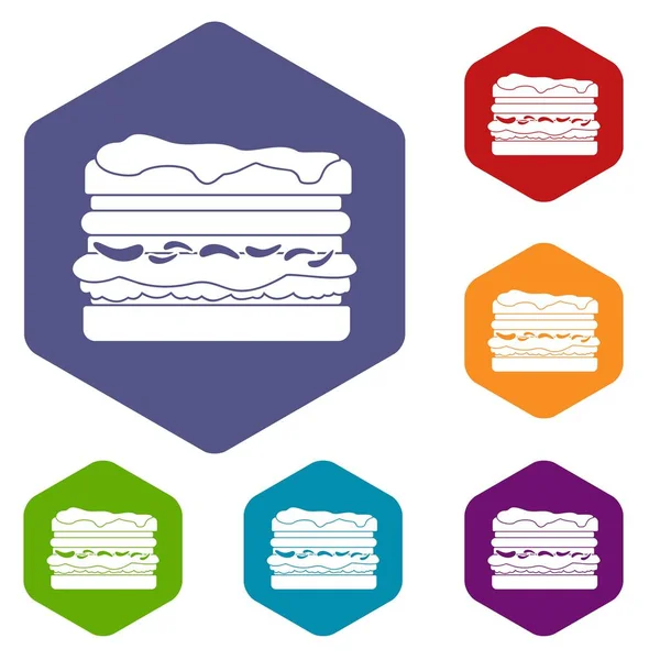 Hamburguesa iconos vector hexaedro — Vector de stock