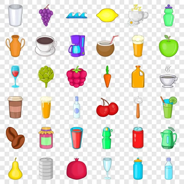 Fruit drink icons set, cartoon style — Stock Vector