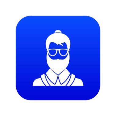 Hipsster adam simge dijital mavi