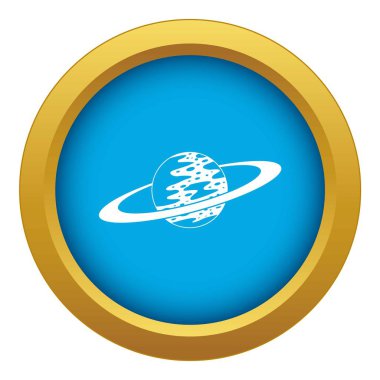 Satürn simge mavi vektör izole