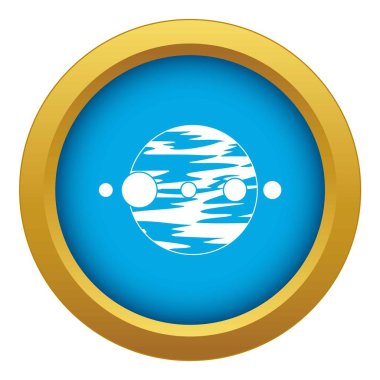 Gezegen ve uyduları simge mavi vektör izole