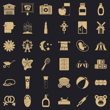 Çocuk sağlığı Icons set, basit tarzı