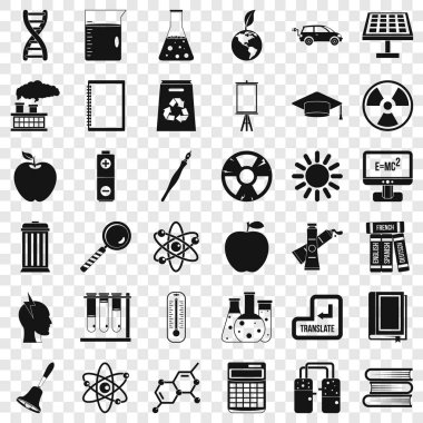 İyi bir eğitim Icons set, basit tarzı
