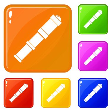 Antika teleskop simgeleri vektör renk ayarlamak