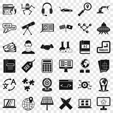 Online Eğitim Icons set, basit tarzı