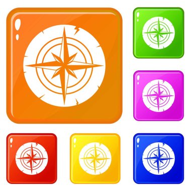 Antik pusula simgeleri vektör rengi ayarlamak