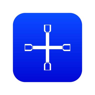 Tekerlek anahtarı çapraz simge dijital mavi