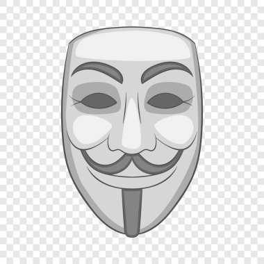 Hacker ya da anonim maskesi simgesi, karikatür tarzı