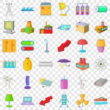 Elektrik ışık Icons set, karikatür tarzı