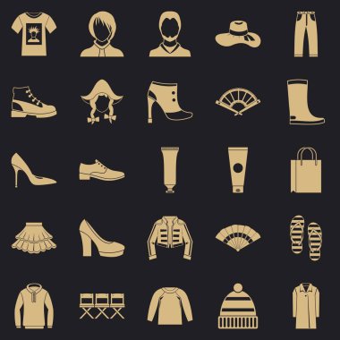 Ayakkabı Lehçe Icons set, basit tarzı