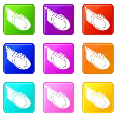 Metal Kemer toka simgeler 9 renk koleksiyonu ayarlamak