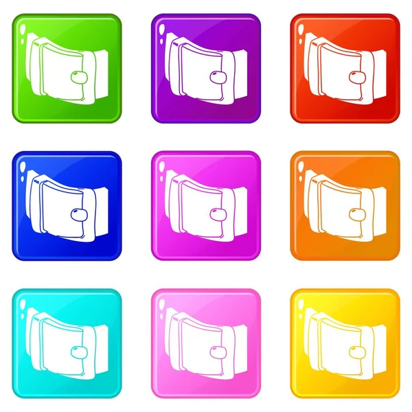 Hombres cinturón iconos conjunto 9 colección de colores — Vector de stock