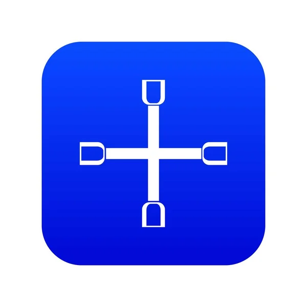 Llave de rueda cruz icono digital azul — Archivo Imágenes Vectoriales